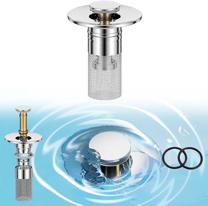 Bonde de Lavabo Pop-up Clic-Clac Inox et Laiton 6