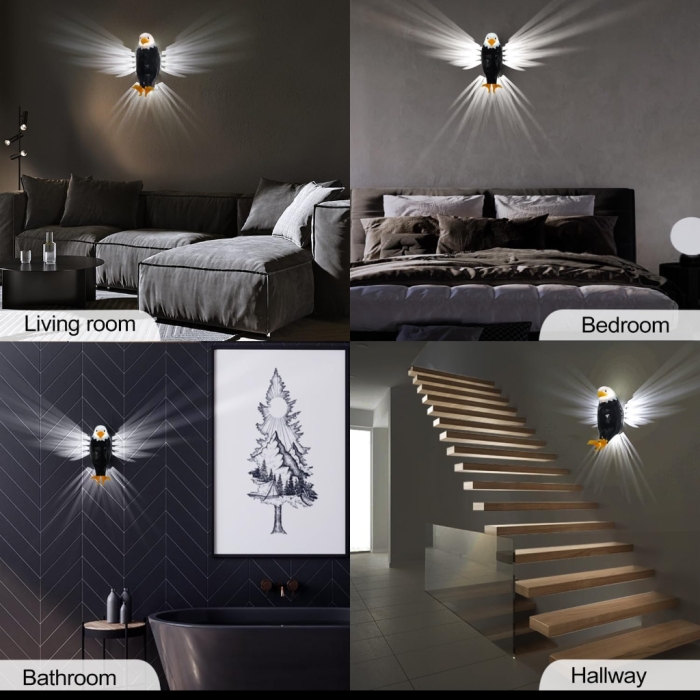 Applique Murale LED Aigle 3D – Effet Géométrique avec Télécommande 2