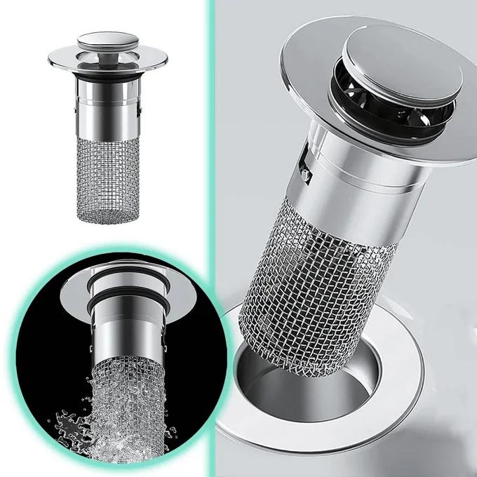 Bonde de Lavabo Pop-up Clic-Clac Inox et Laiton
