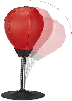 Punching Ball de Table Bureau – Mini Sac de Frappe Rouge et Noir 35 x 18 x 18 cm 5