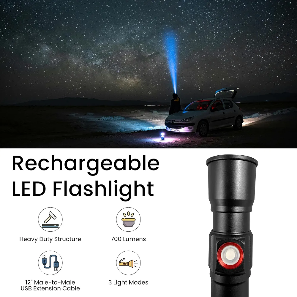 Torche LED Rechargeable - TORCHE-LED Noir 6