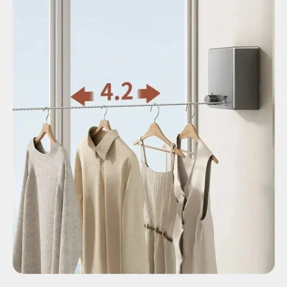 Corde à Linge Rétractable Télescopique 4,2 M 4