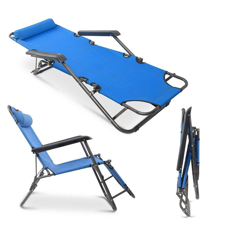 Chaise longue de plage pliable en métal, cadre fin, durable, portable, moderne, confortable, pour le parc, le repos, meubles d'extérieur 2