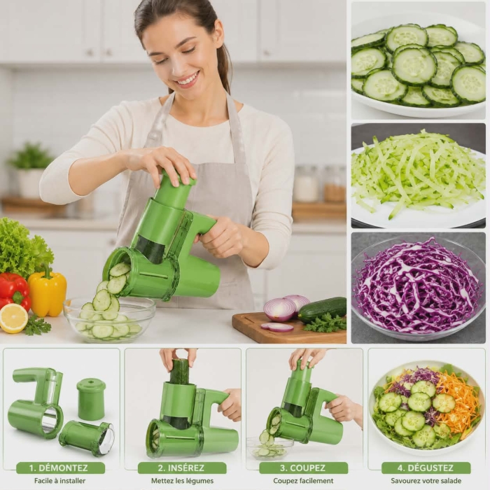 Râpe à Fromage Électrique Portable avec 3 Formes de Lames 2