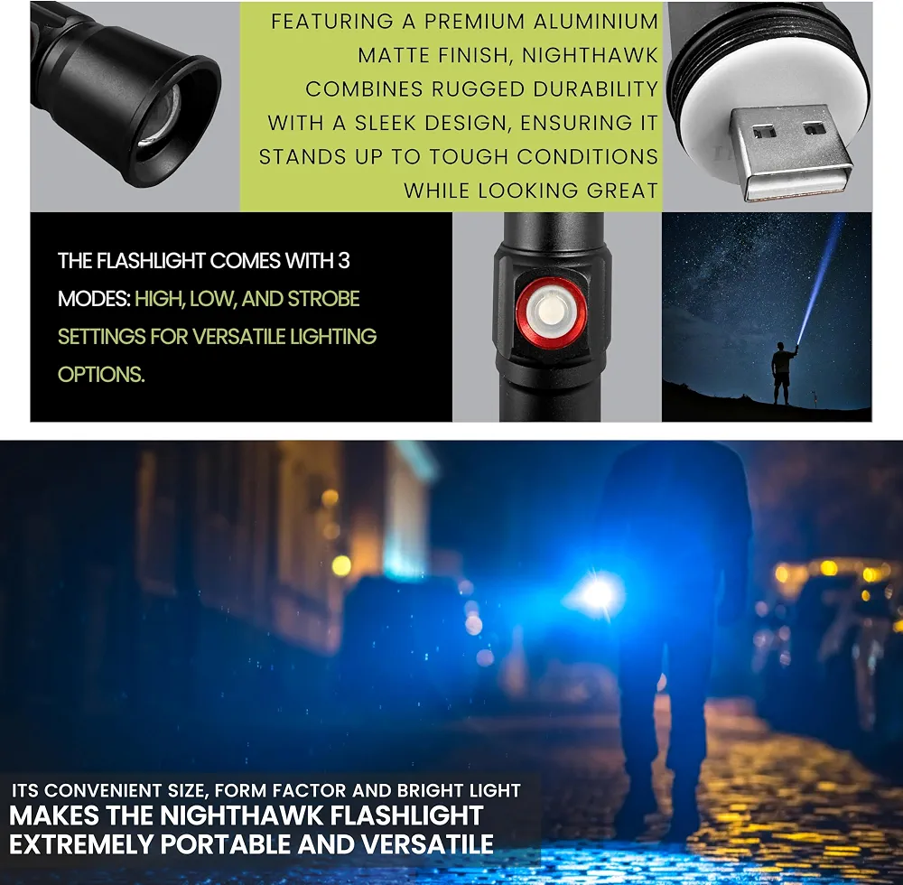 Torche LED Rechargeable - TORCHE-LED Noir 7