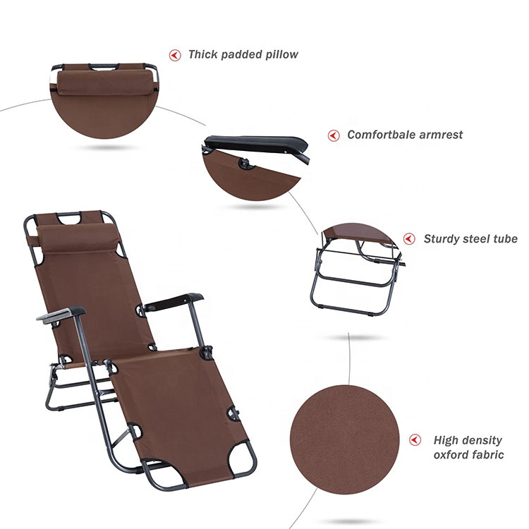 Chaise longue de plage pliable en métal, cadre fin, durable, portable, moderne, confortable, pour le parc, le repos, meubles d'extérieur 3