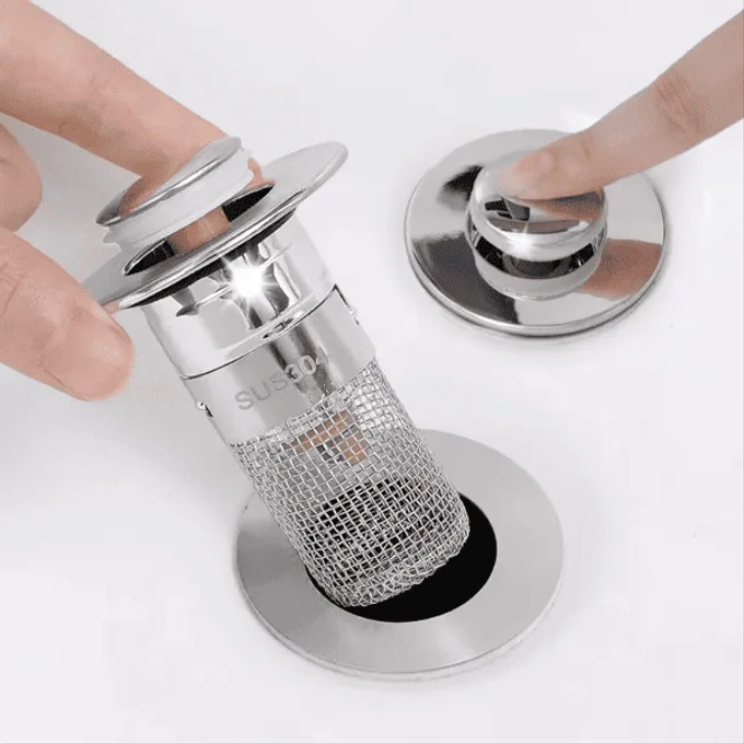 Bonde de Lavabo Pop-up Clic-Clac Inox et Laiton 2