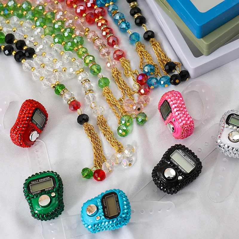 Compte-Doigts Islamique 33 Perles de Cristal avec Boîte, Tasbih Numérique Allah, Cadeau de Mariage ou de l'Aïd, Chapelet Musulman 3