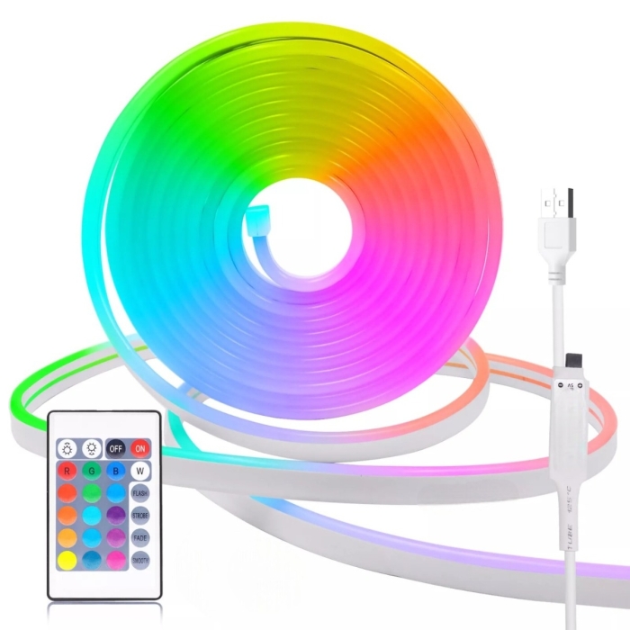 Ruban LED RGB Néon 5M USB Avec Télécommande 2