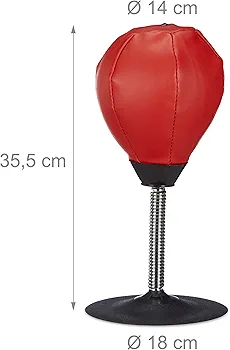 Punching Ball de Table Bureau – Mini Sac de Frappe Rouge et Noir 35 x 18 x 18 cm 2