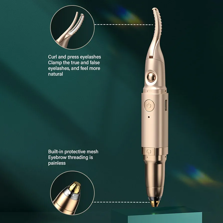 Recourbe-cils électrique 2 en 1 chauffant pour femme - Épilateur précis et façonneur silencieux 4