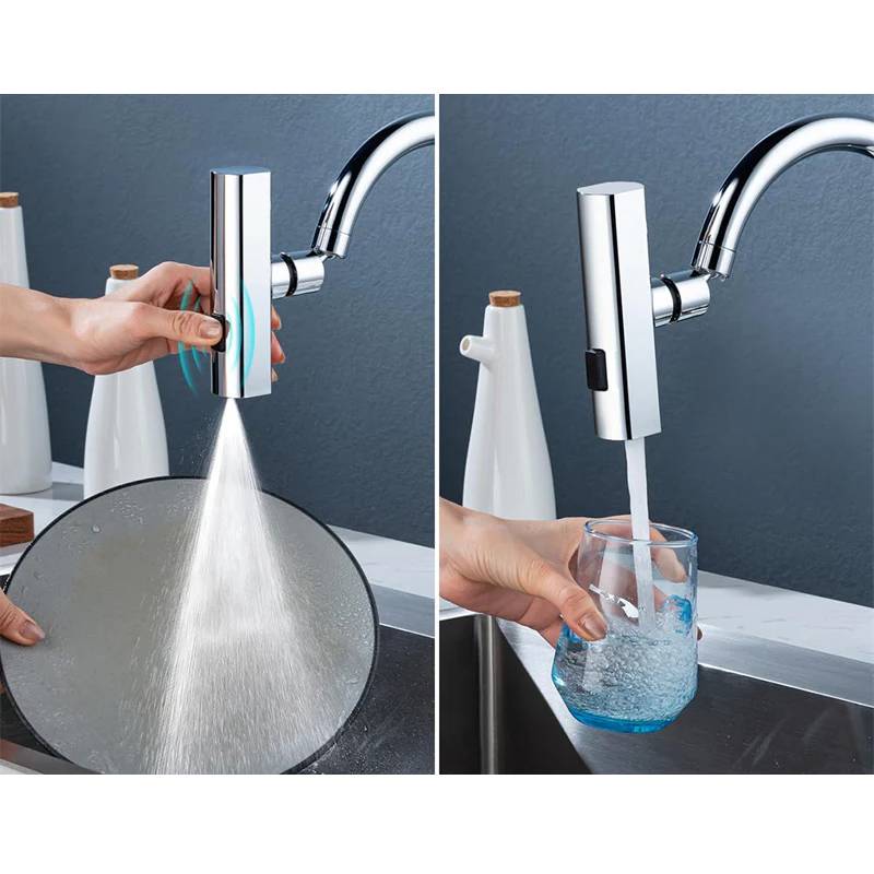 Accessoire de Robinet à Cascade Multifonctionnelle – Rotatif 360° – Argent