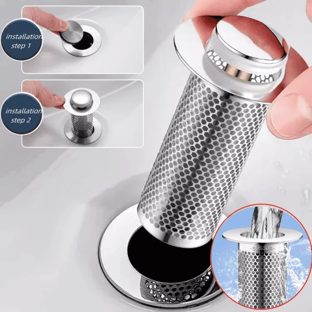 Bonde de Lavabo Pop-up Clic-Clac Inox et Laiton 9