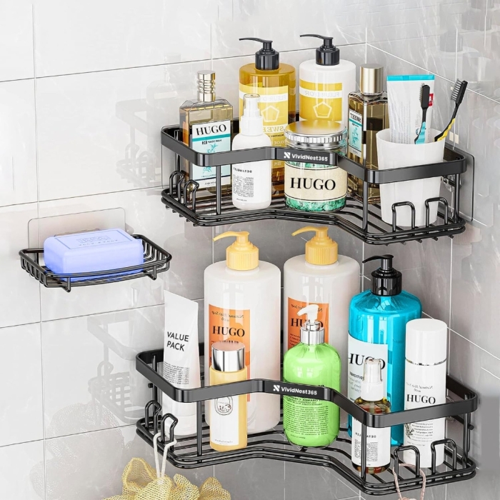 Étagère Murale Salle de Bain Sans Perçage – Organisateur Multifonction 2