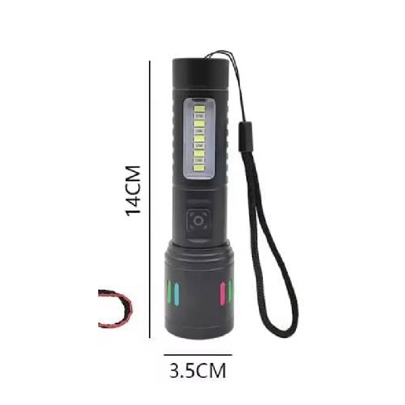 Torche LED Rechargeable USB 15W avec Éclairage COB Latéral - Noir 4