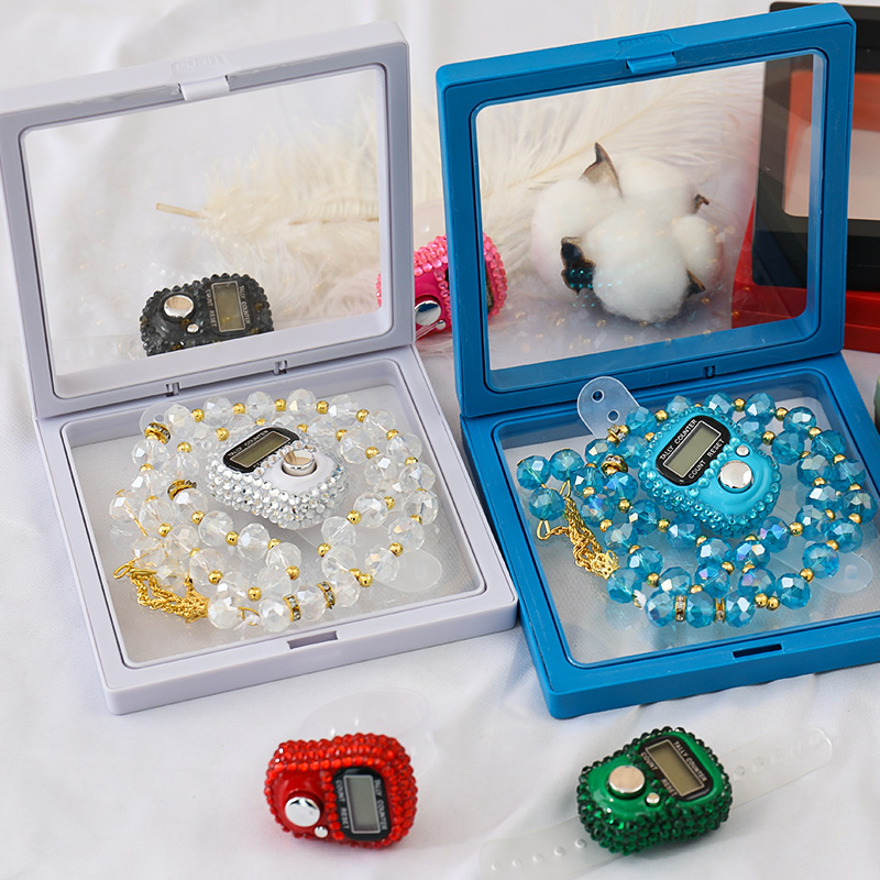Compte-Doigts Islamique 33 Perles de Cristal avec Boîte, Tasbih Numérique Allah, Cadeau de Mariage ou de l'Aïd, Chapelet Musulman 2
