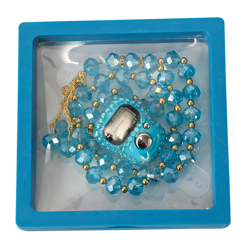 Compte-Doigts Islamique 33 Perles de Cristal avec Boîte, Tasbih Numérique Allah, Cadeau de Mariage ou de l'Aïd, Chapelet Musulman