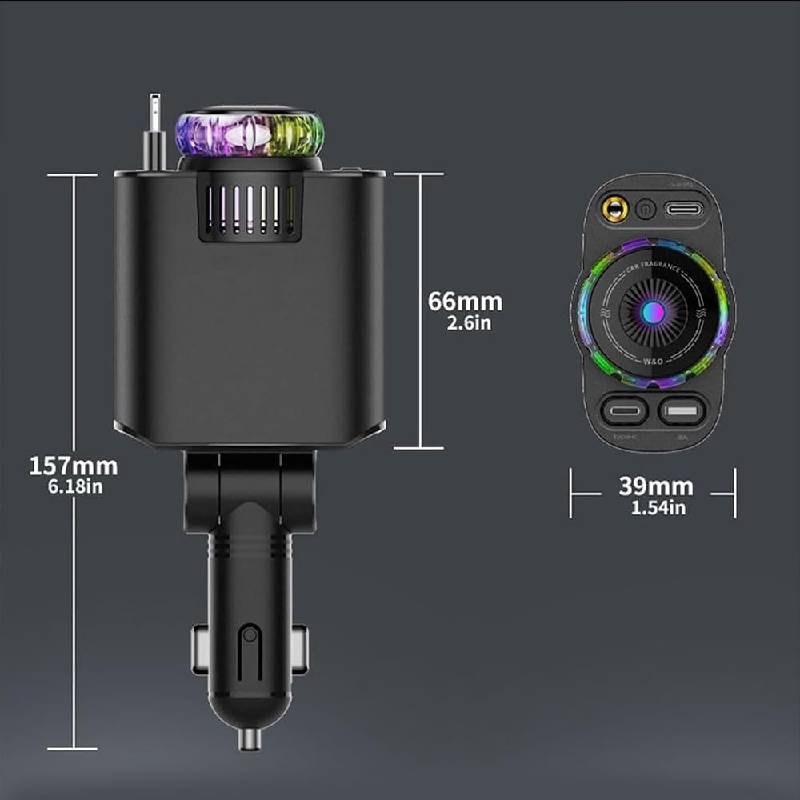 Chargeur Voiture 5-en-1 Multi-Fonction D1 – Charge Rapide PD/QC – Dark Grey 2